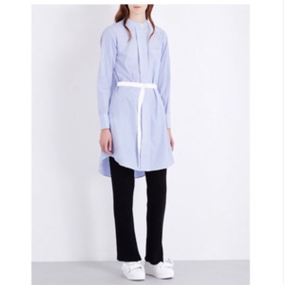 Theory Jodalee Taff Striped Poplin Shirt Dress Blue White Size 2 - Picture 2 of 12